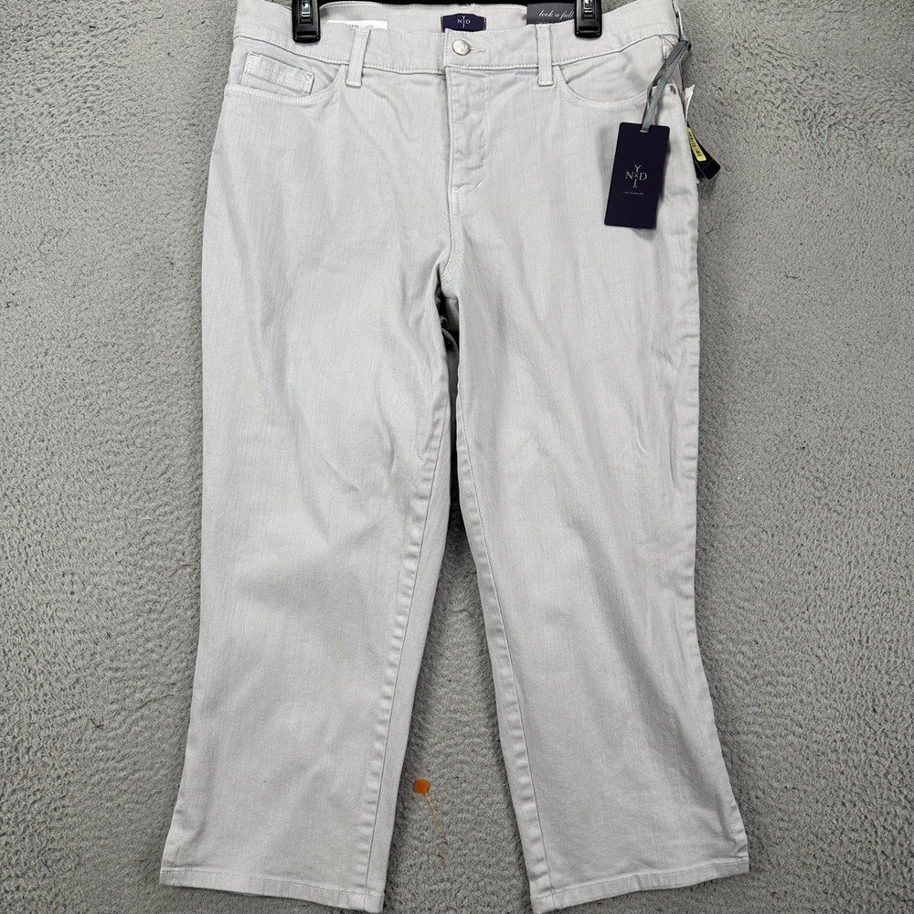 NYDJ Karen Jeans‎ Capri Womens 12 Light Gray Cropped Stretch Slimming Fit NEW